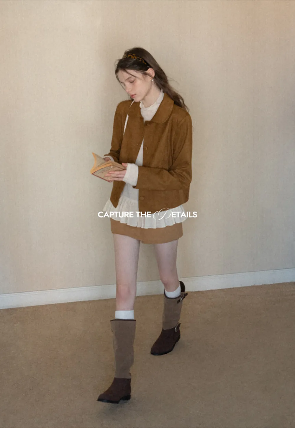 Soft Faux Suede Jacket with Button Closure and Collar Design