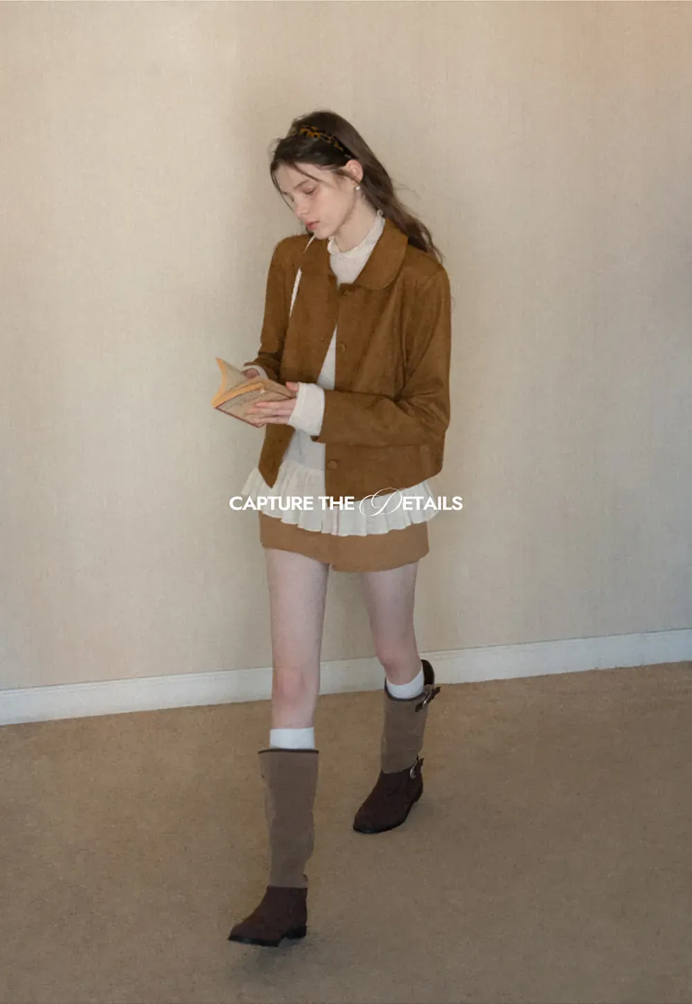 Soft Faux Suede Jacket with Button Closure and Collar Design