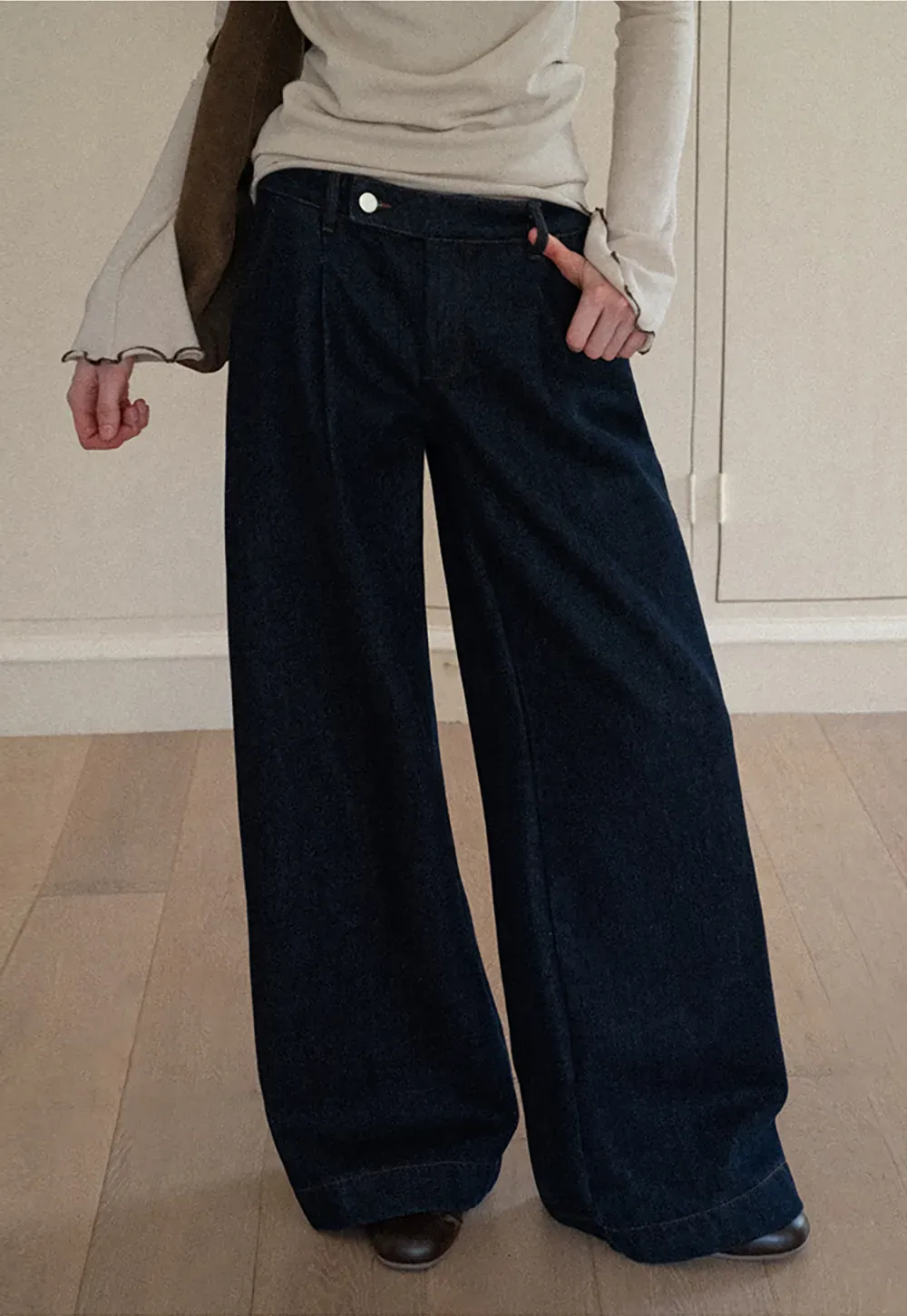 Dark Denim Wide-Leg Pants