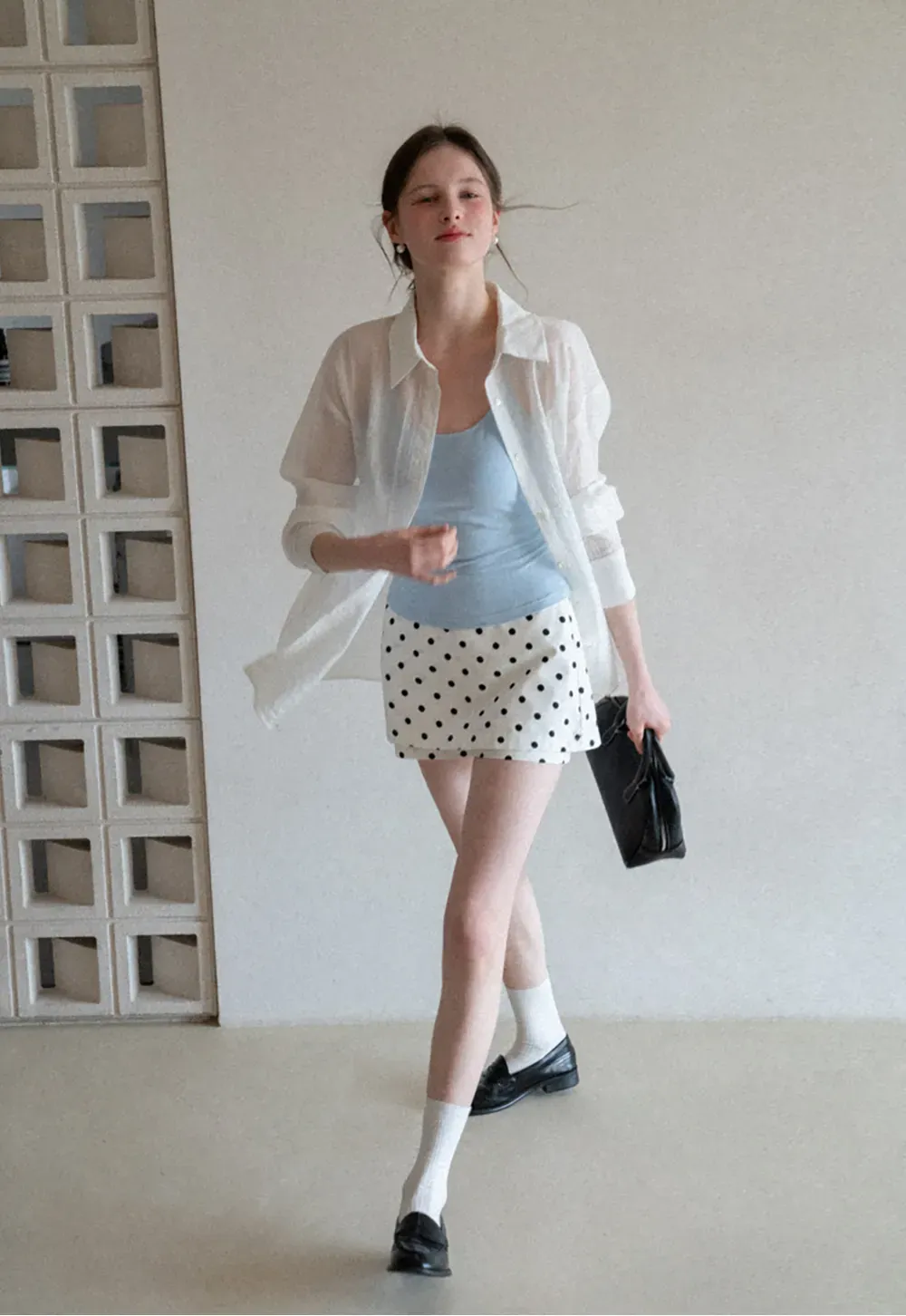 Lightweight Button Up Shirt with V Neck and Long Sleeves