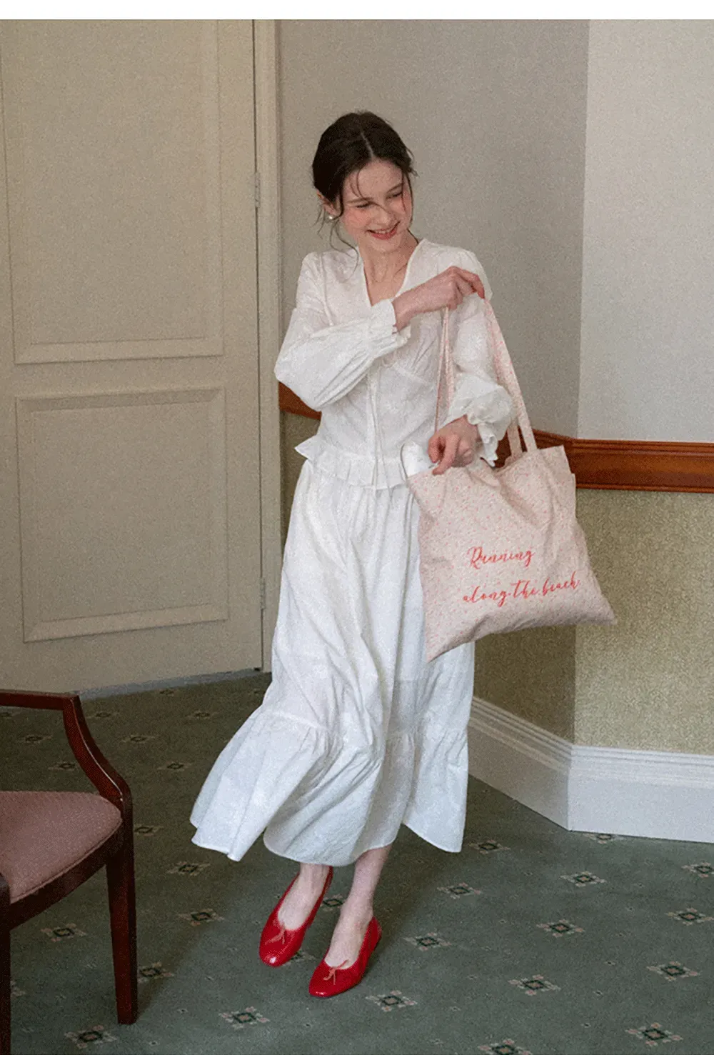 Shirt with ruffled sleeves and layered skirt