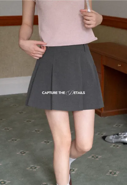 Pleated A-line Mini Skirt