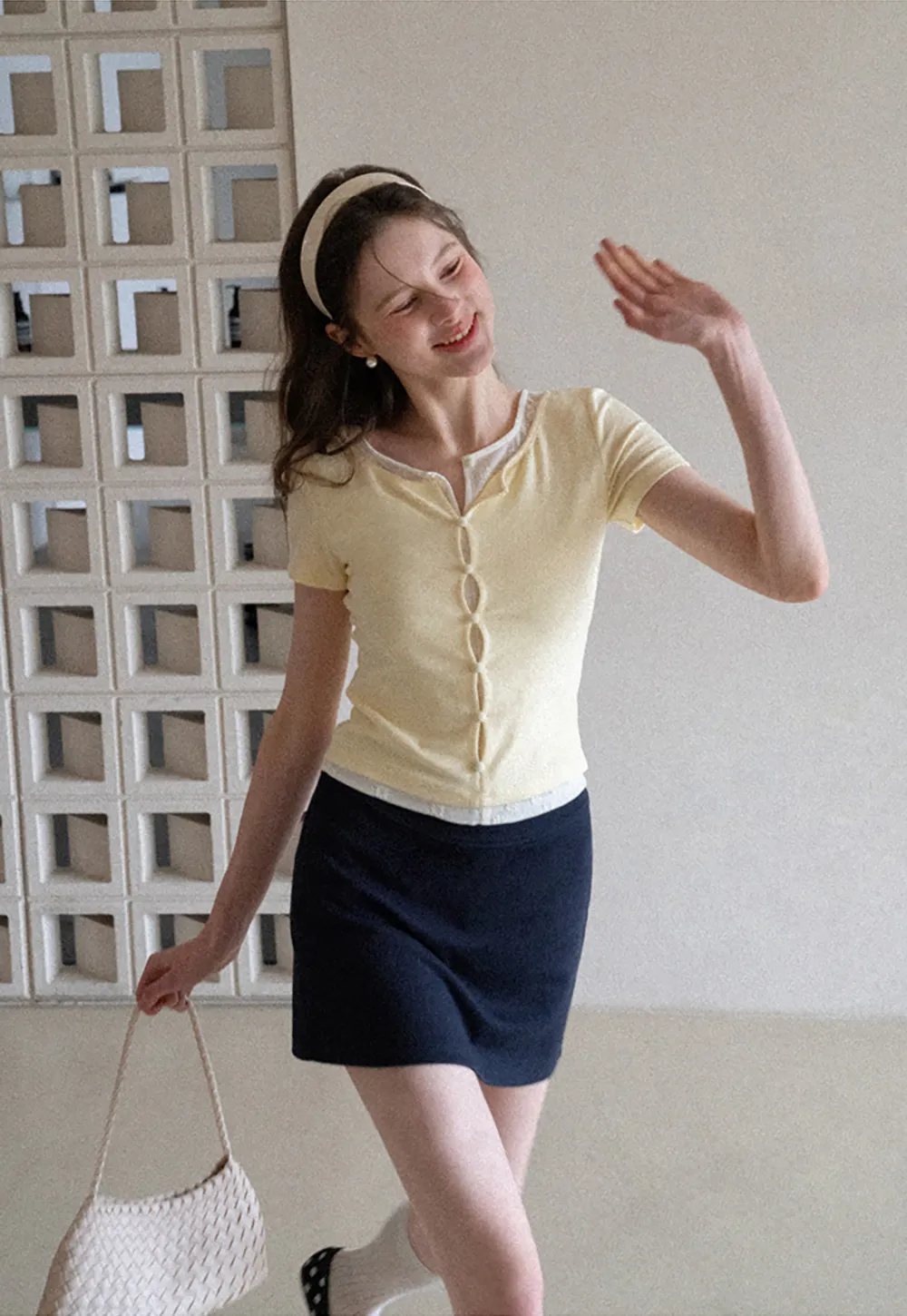 A-line mini skirt with elastic waistband