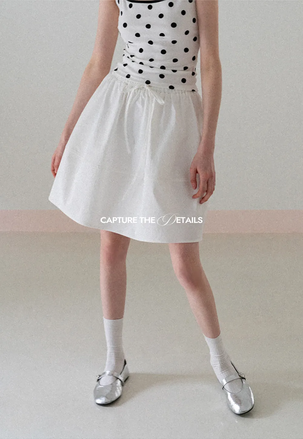 A-line skirt with drawstring waist and layered hem