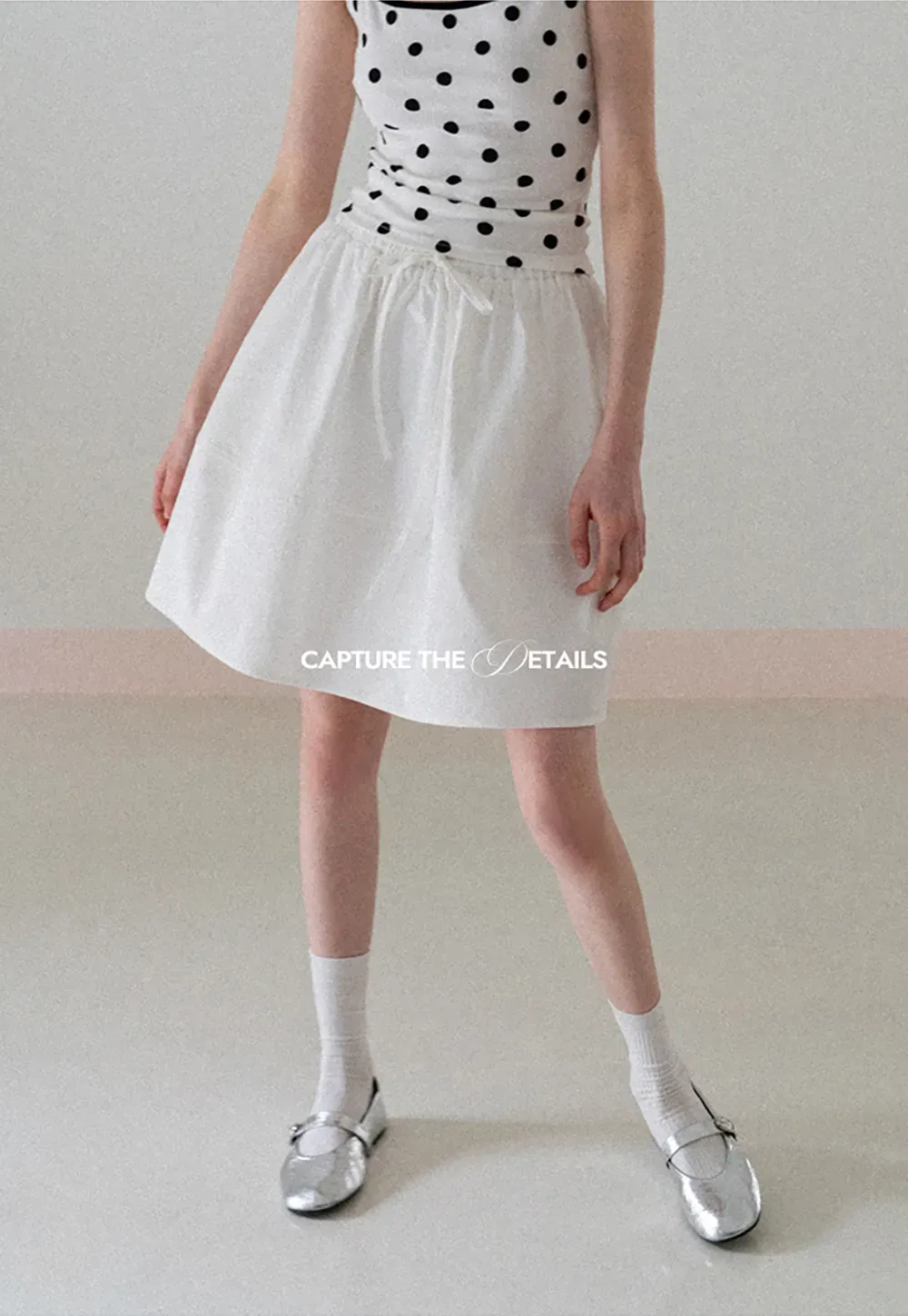 A-line skirt with drawstring waist and layered hem