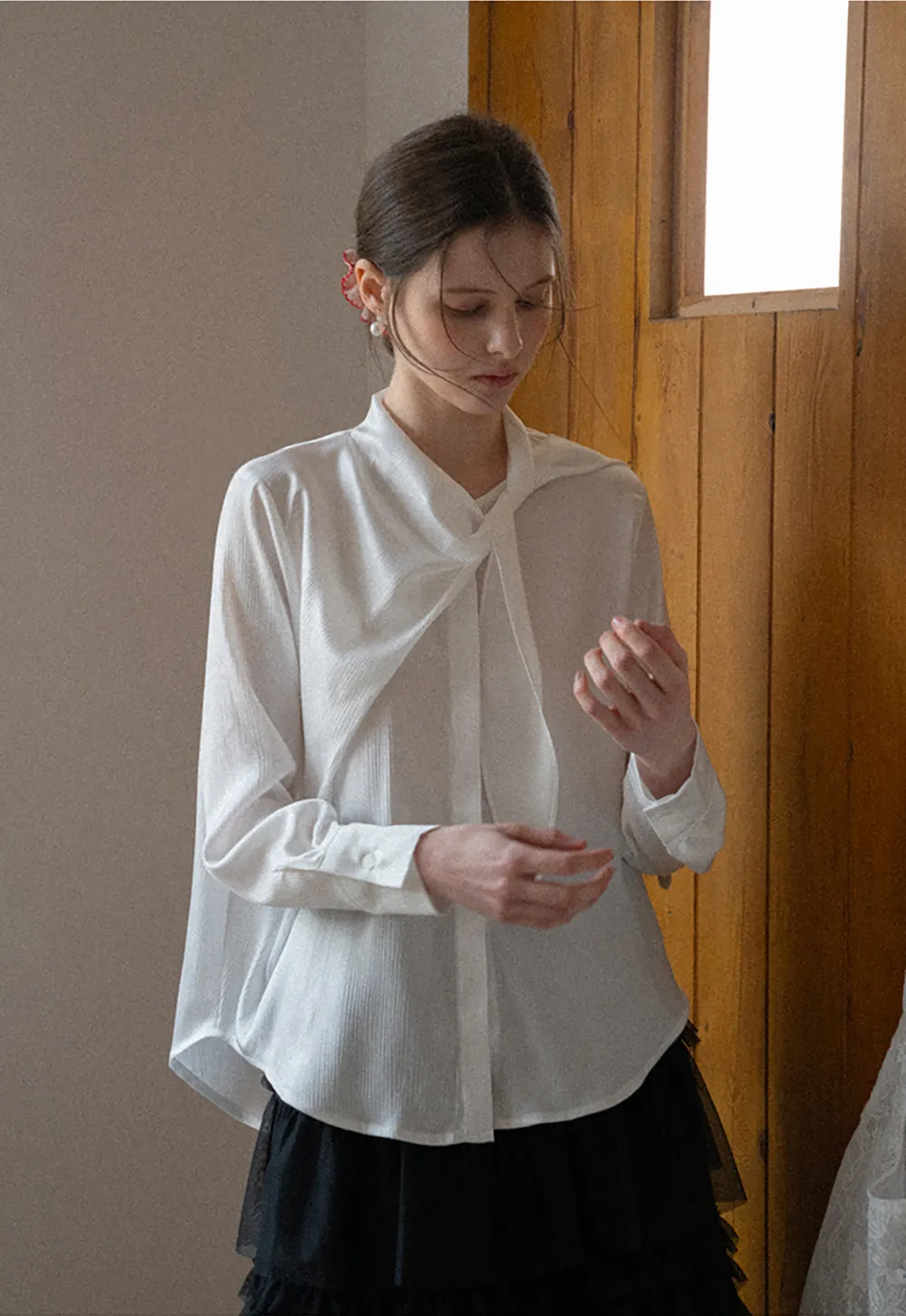 Tiered Ruffled Sheer Skirt with Drawstring Waist