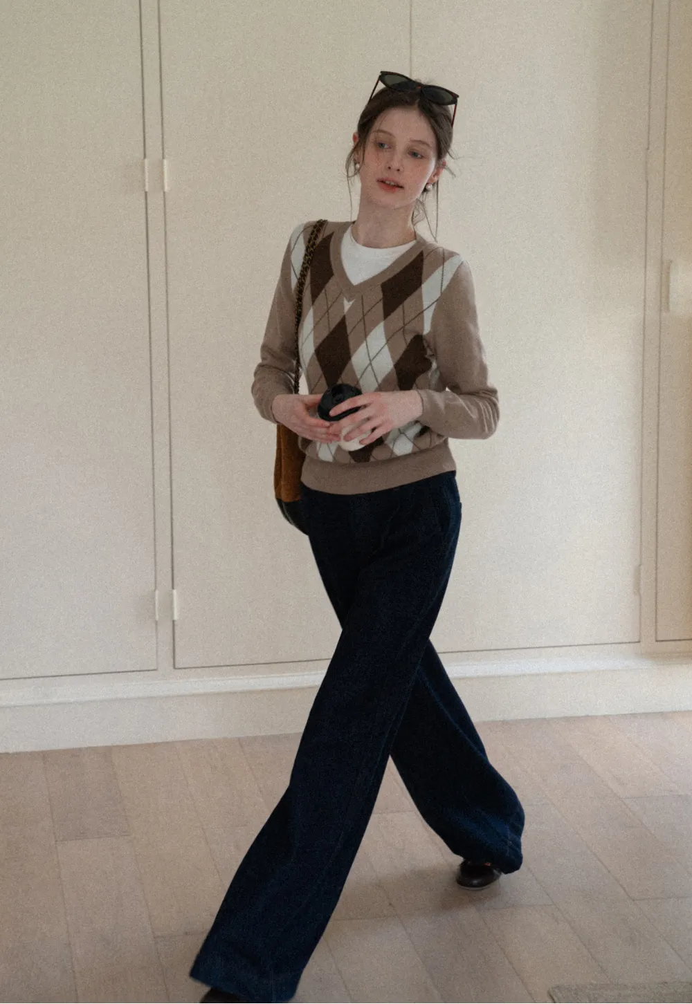 Red Knit Sweater with Shoulder Details