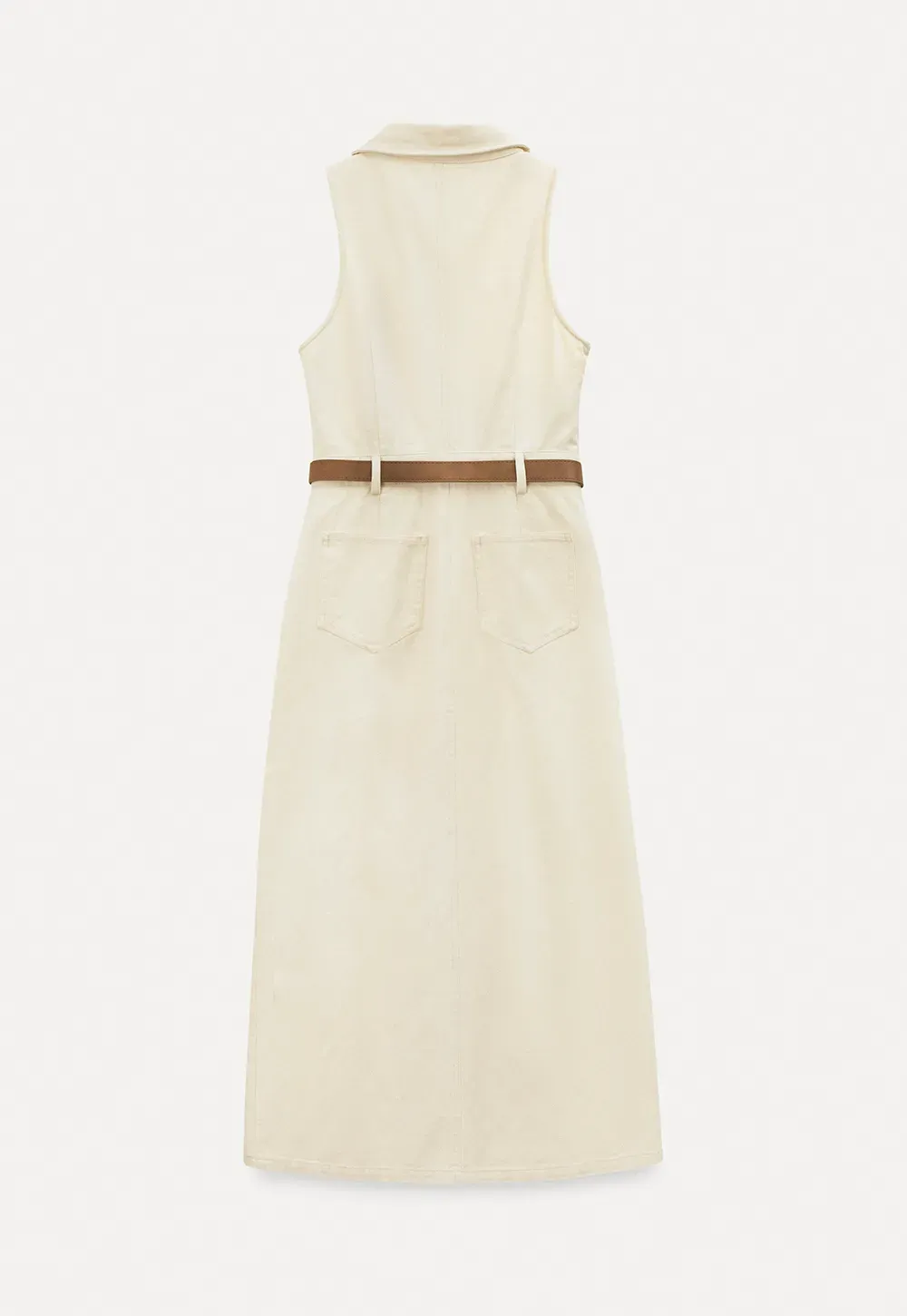 Sleeveless Collared Button Front Midi Dress