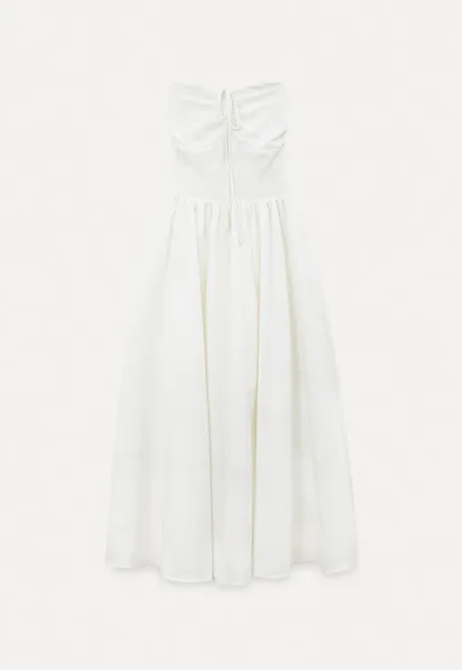 Strapless Maxi Dress with Front Bow Detail