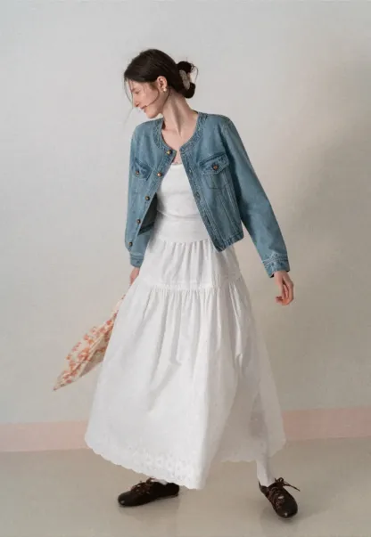 Tiered A-line Midi Skirt with Pleated Detail