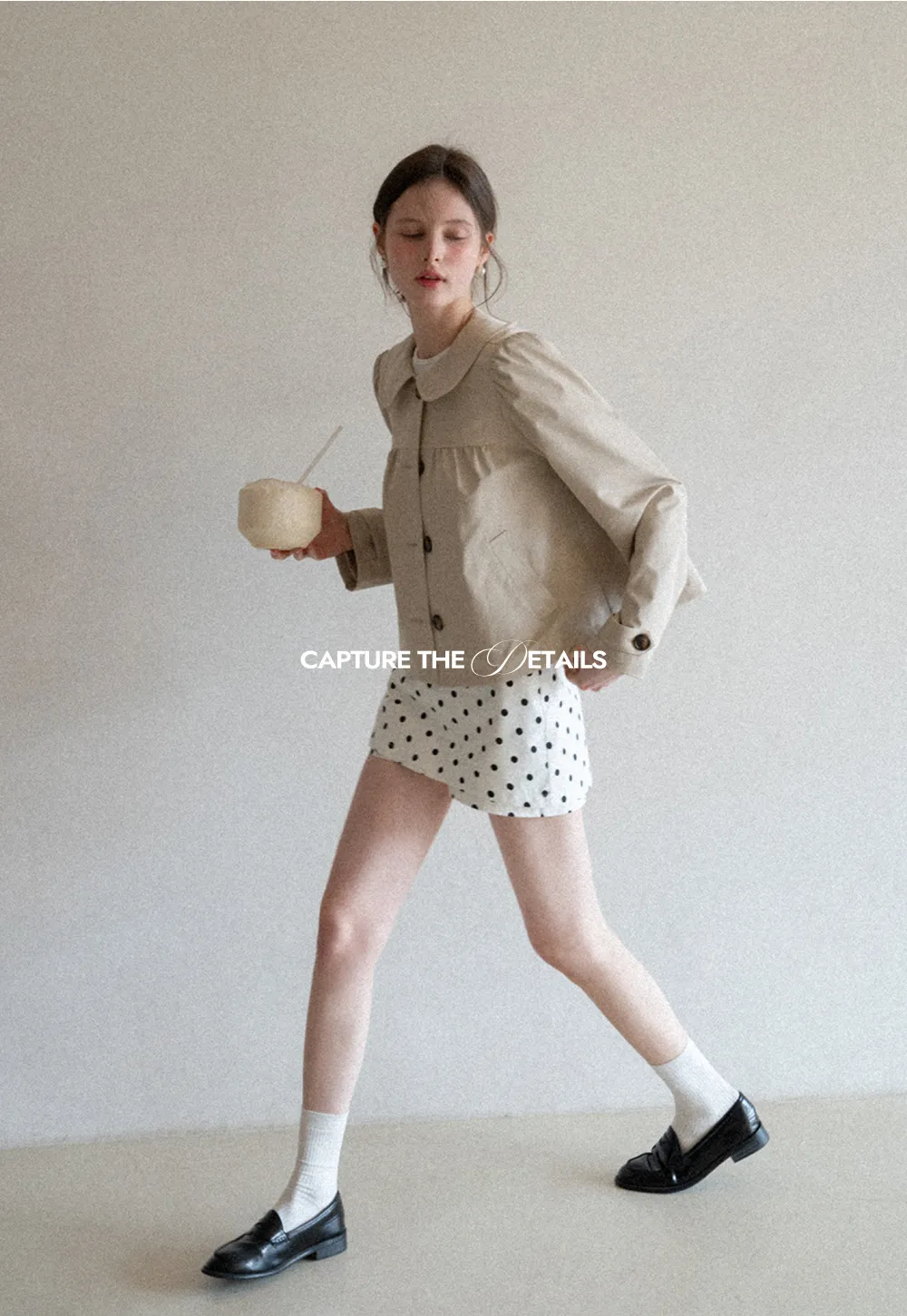 Short Jacket with Peter Pan Collar and Buttons