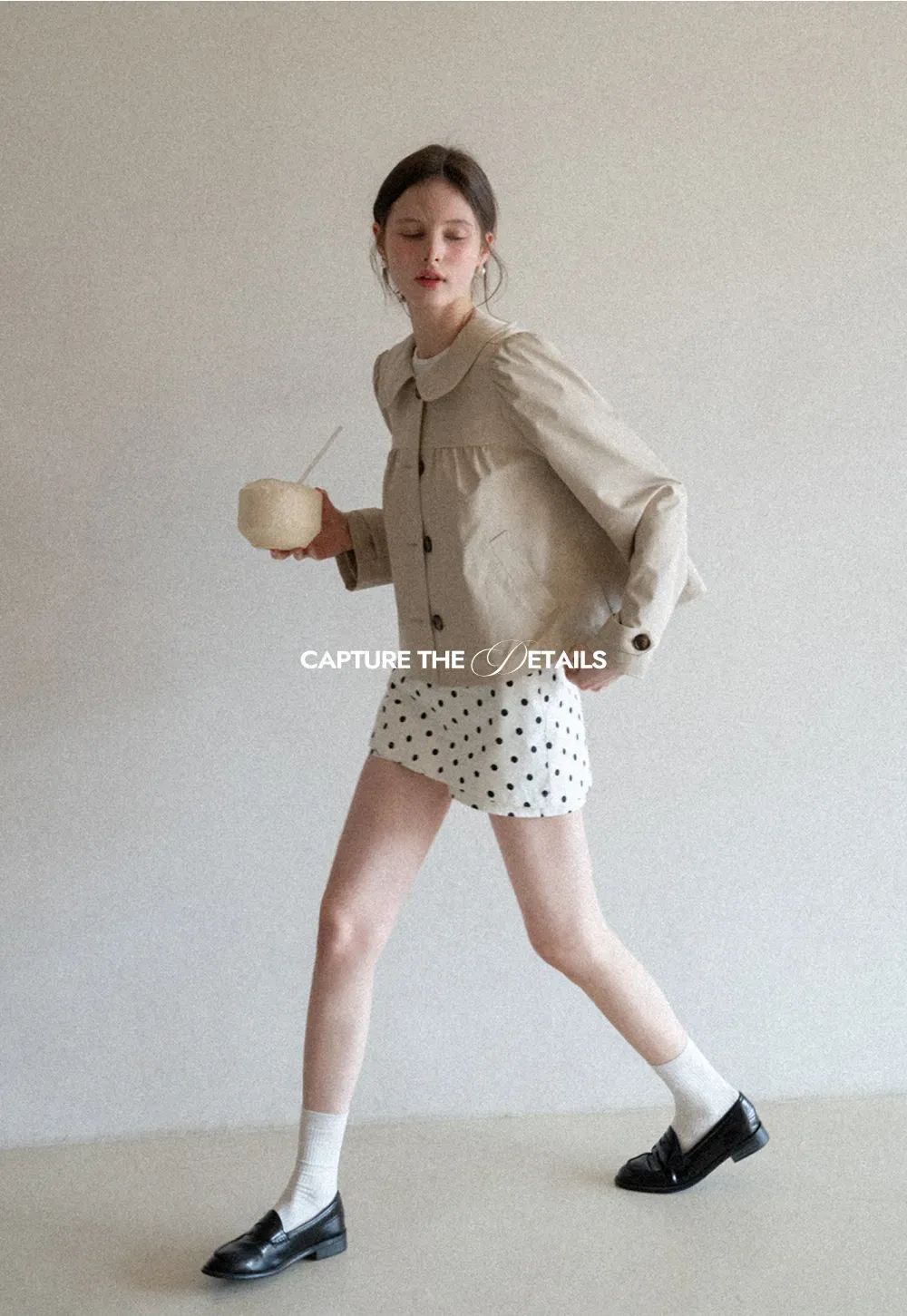 Short Jacket with Peter Pan Collar and Buttons