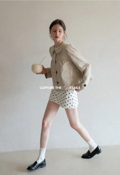 Short Jacket with Peter Pan Collar and Buttons