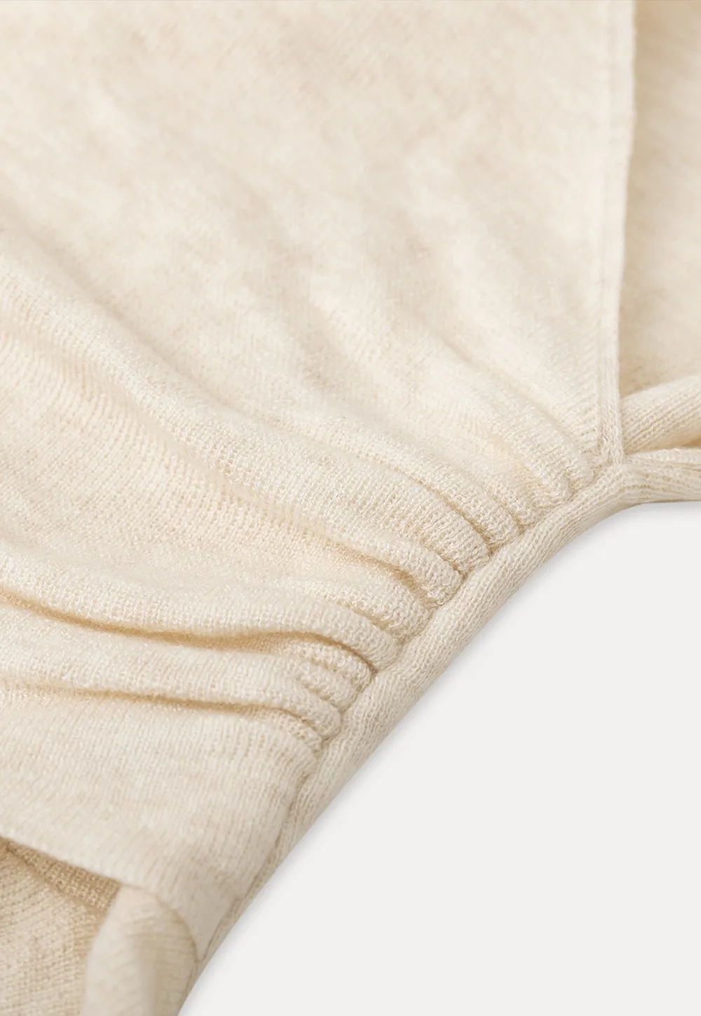 Long sleeve wrap knit sweater with ruched detail