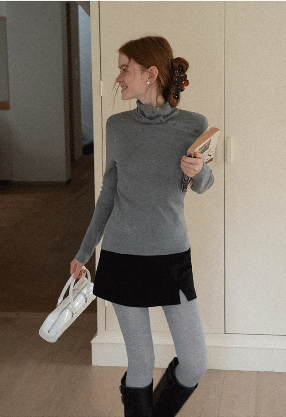 Turtleneck Sweater Long Sleeve Knitwear Women's Fitted Top