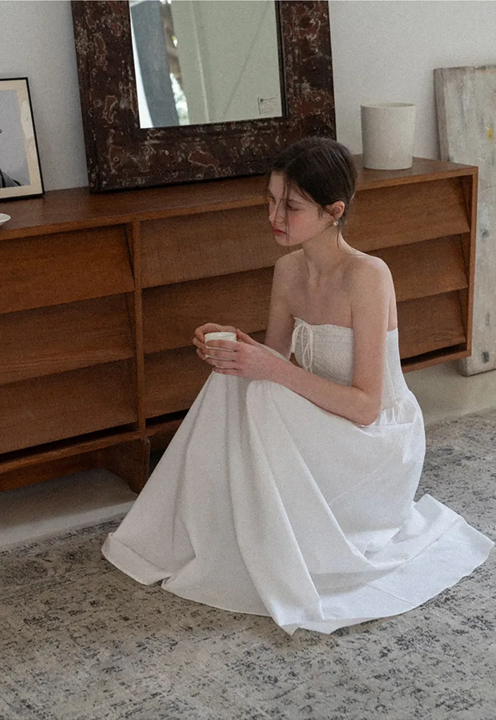 Strapless Maxi Dress with Front Bow Detail