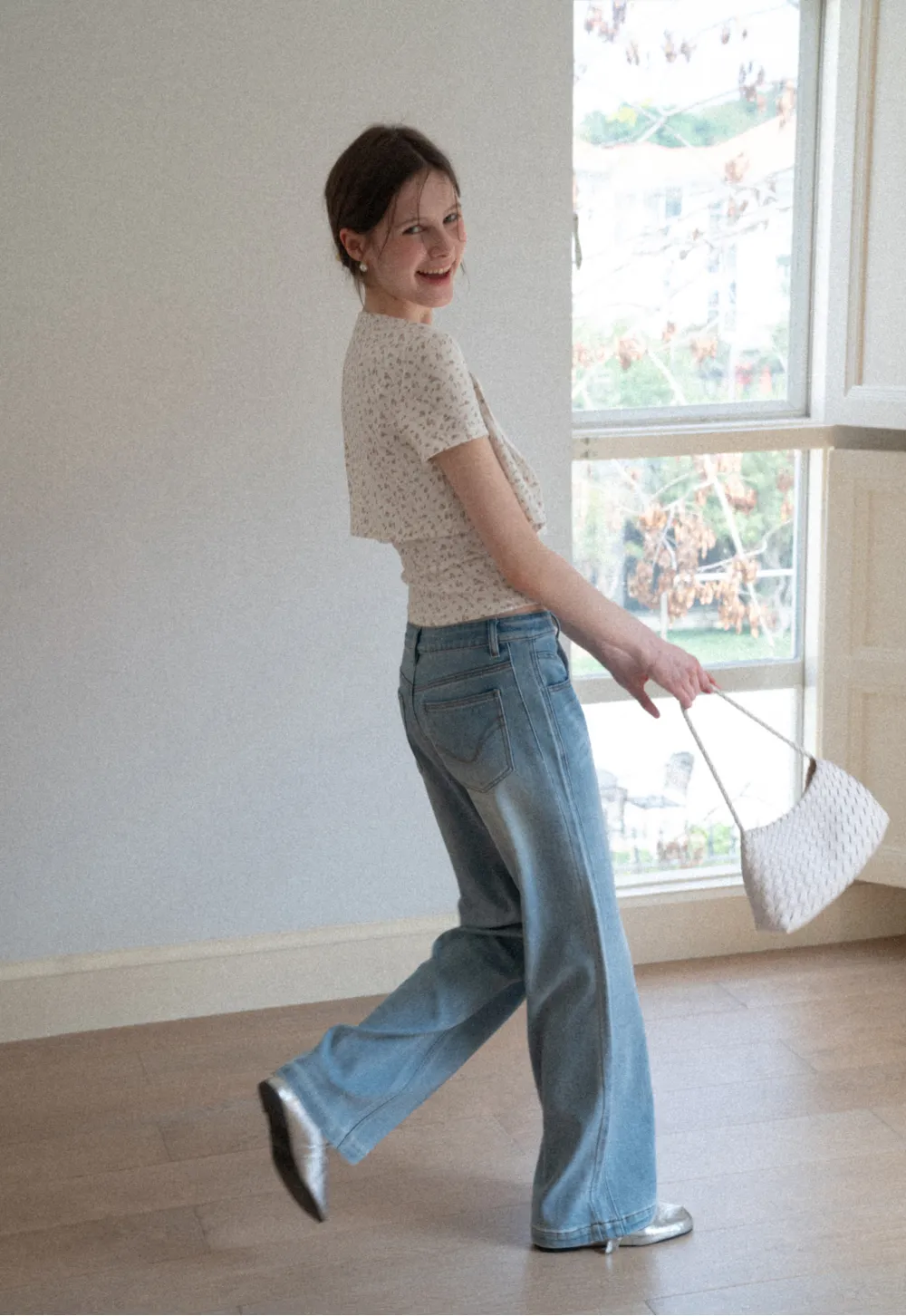 Short sleeve floral print top and tank top set