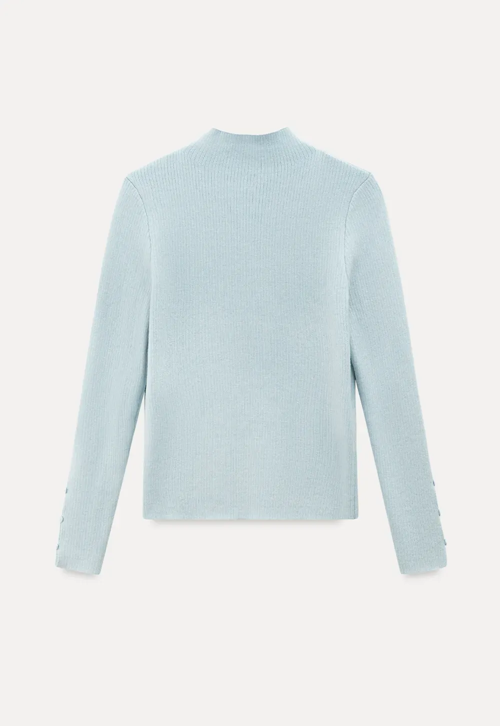 Elegant High Neck Knit Sweater with Button Detail Sleeve