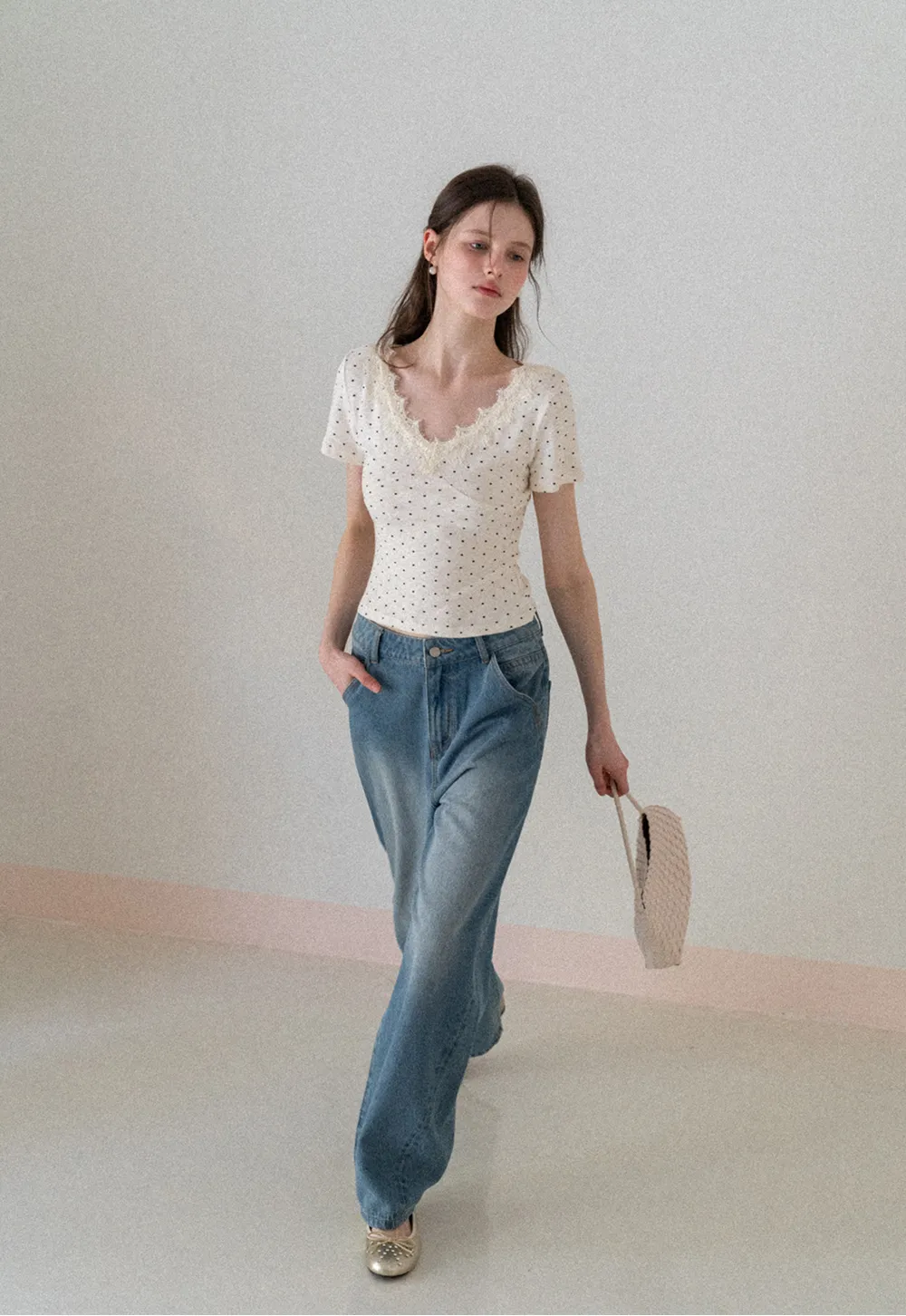 Polka Dot Short Sleeve T Shirt