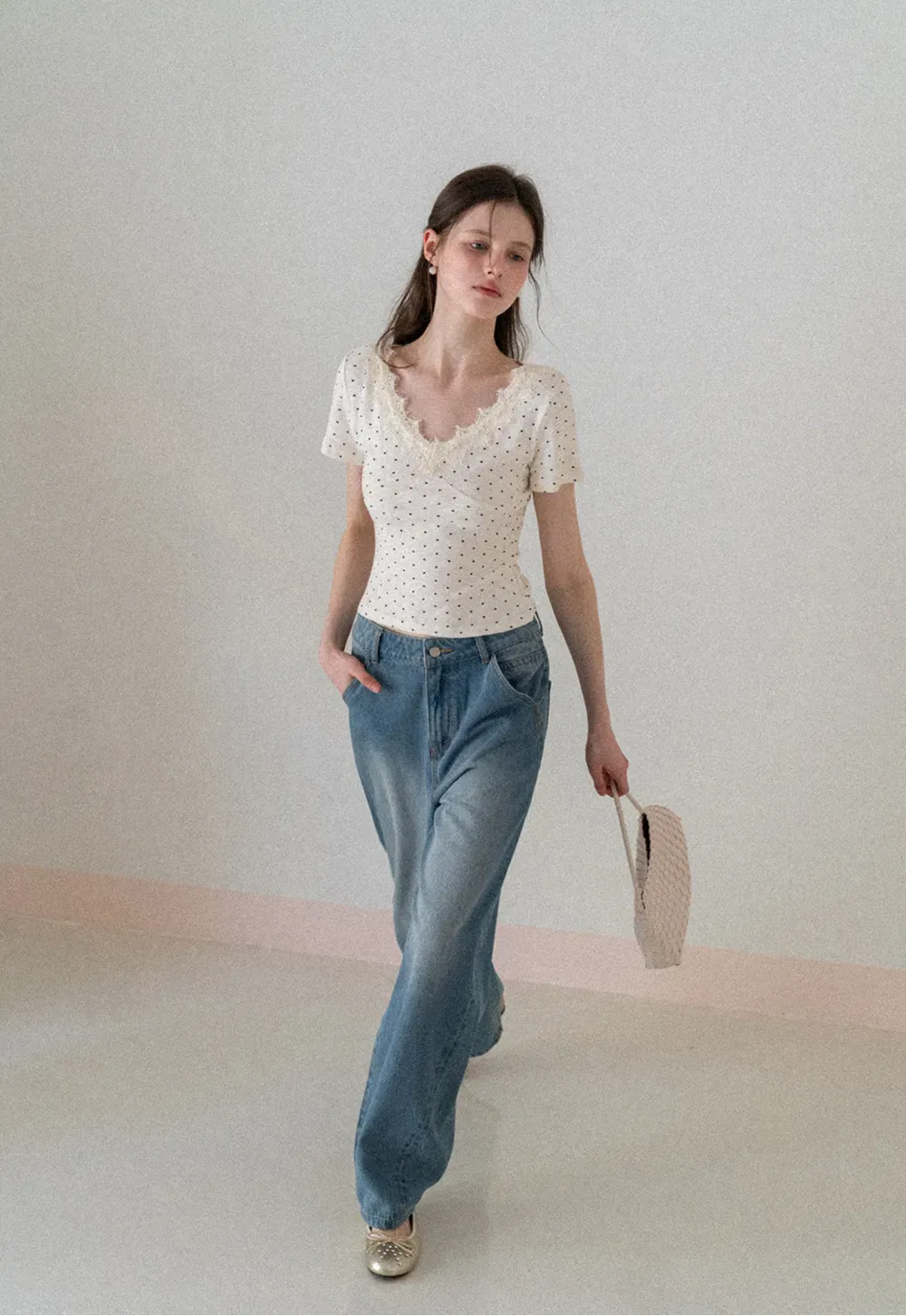 Polka Dot Short Sleeve T Shirt