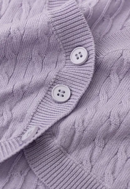 Short Sleeve Cable Knit Cardigan with Button Closure