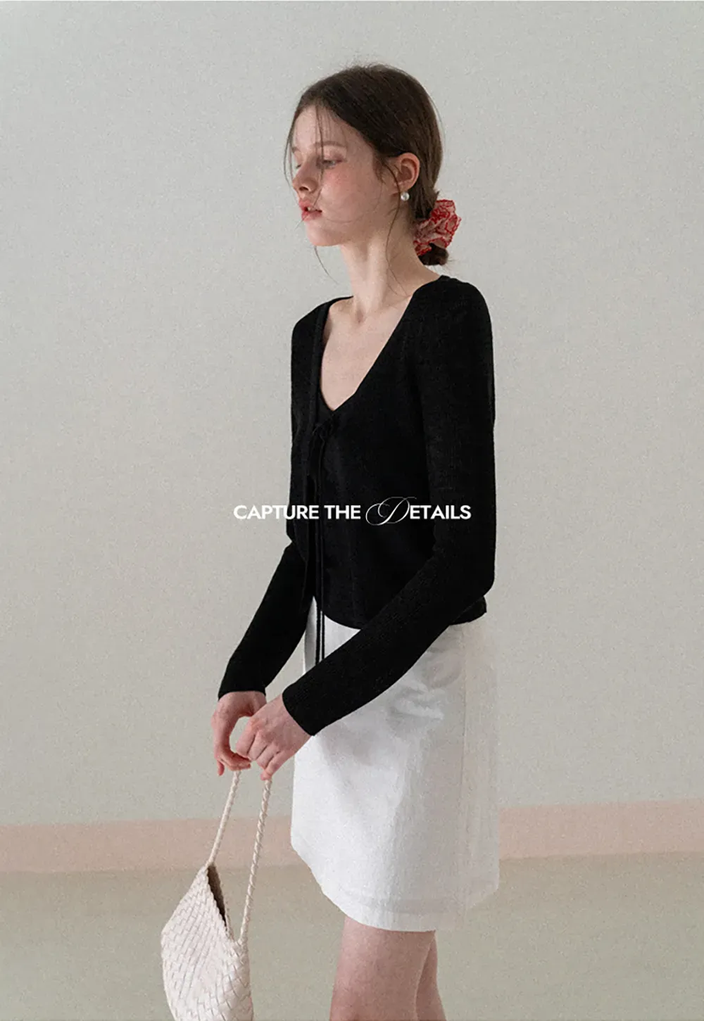 V Neck Long Sleeve Knit Cardigan with Front Tie