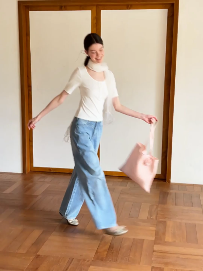 Round Neck Short Sleeve T Shirt With Front Placket Detail