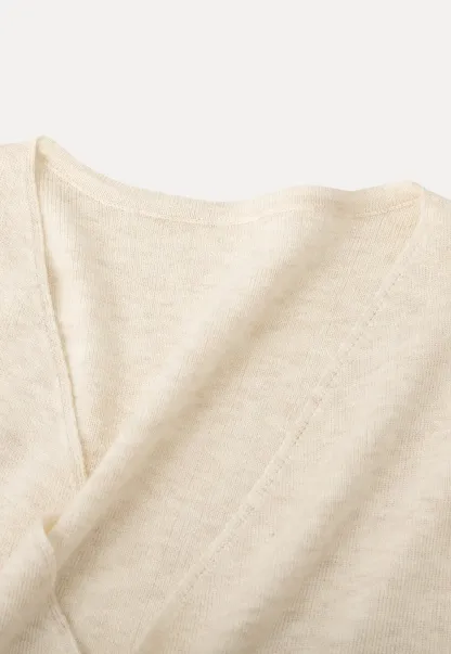 Long sleeve wrap knit sweater with ruched detail