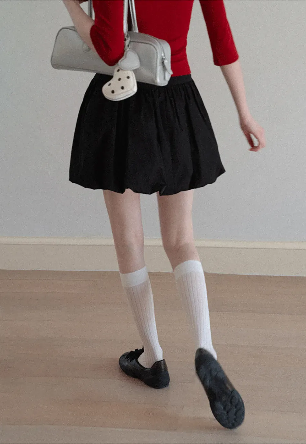 Pleated A-line Skirt with Elastic Waistband