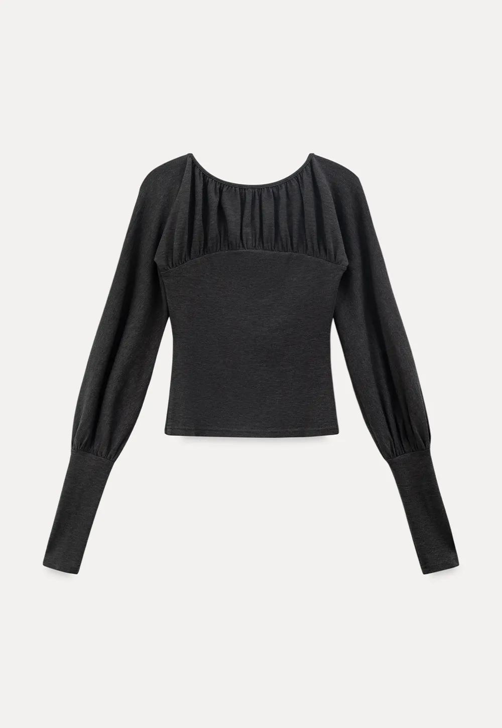 V neck long sleeve top with ruched detail