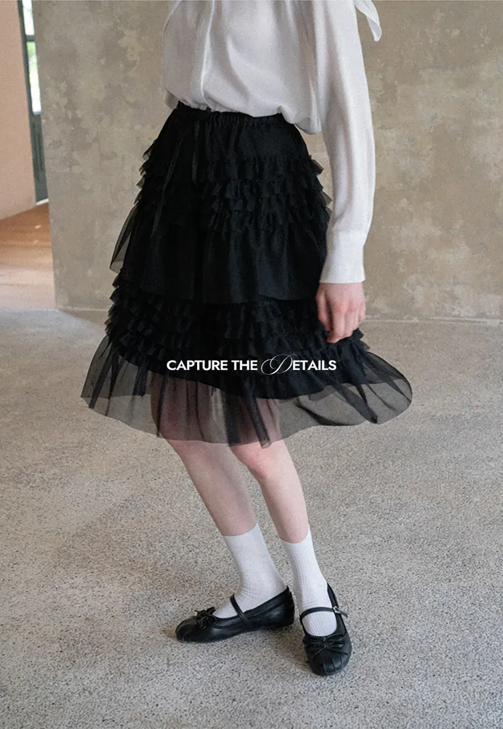 Tiered Ruffled Sheer Skirt with Drawstring Waist