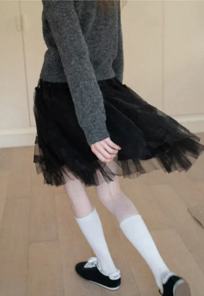 fluffy layered tulle skirt with elastic waistband