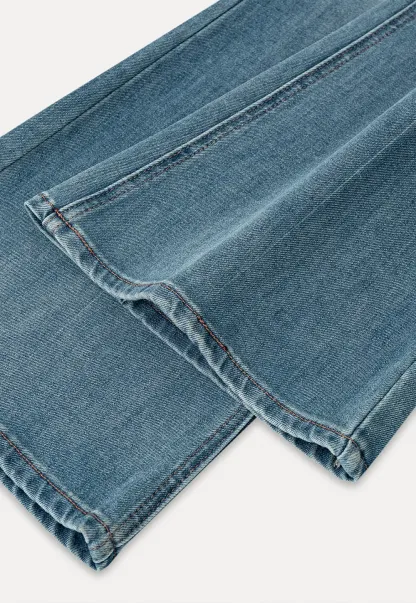 Flared Cut Denim Jeans with High Waist