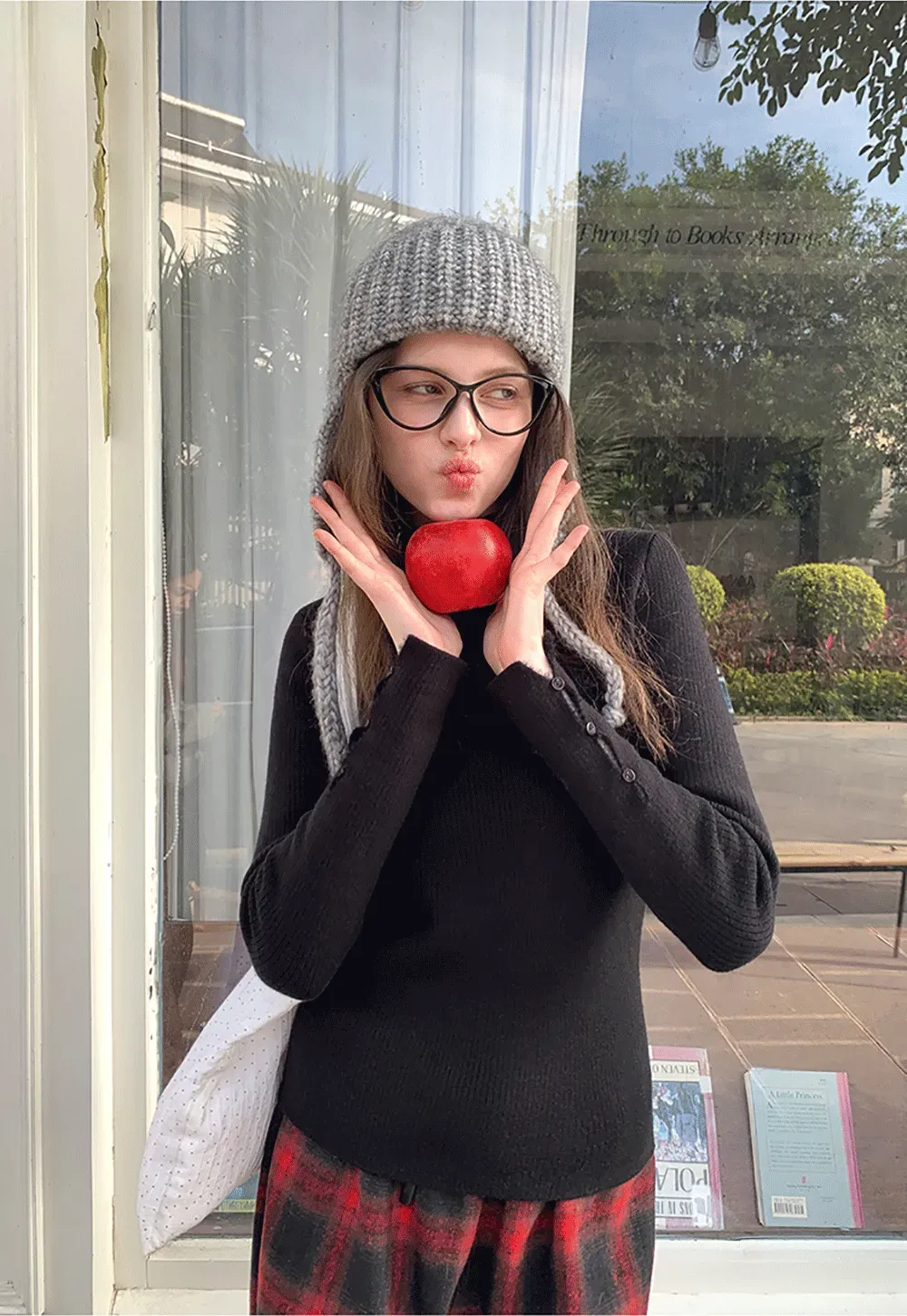 Elegant High Neck Knit Sweater with Button Detail Sleeve