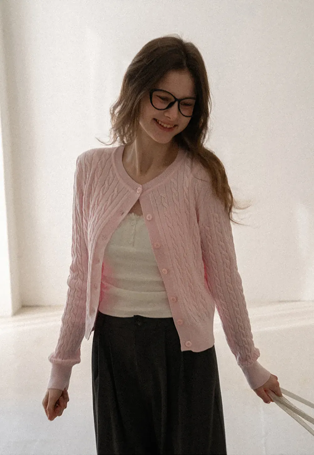 Wide leg pleated casual pants with front pockets