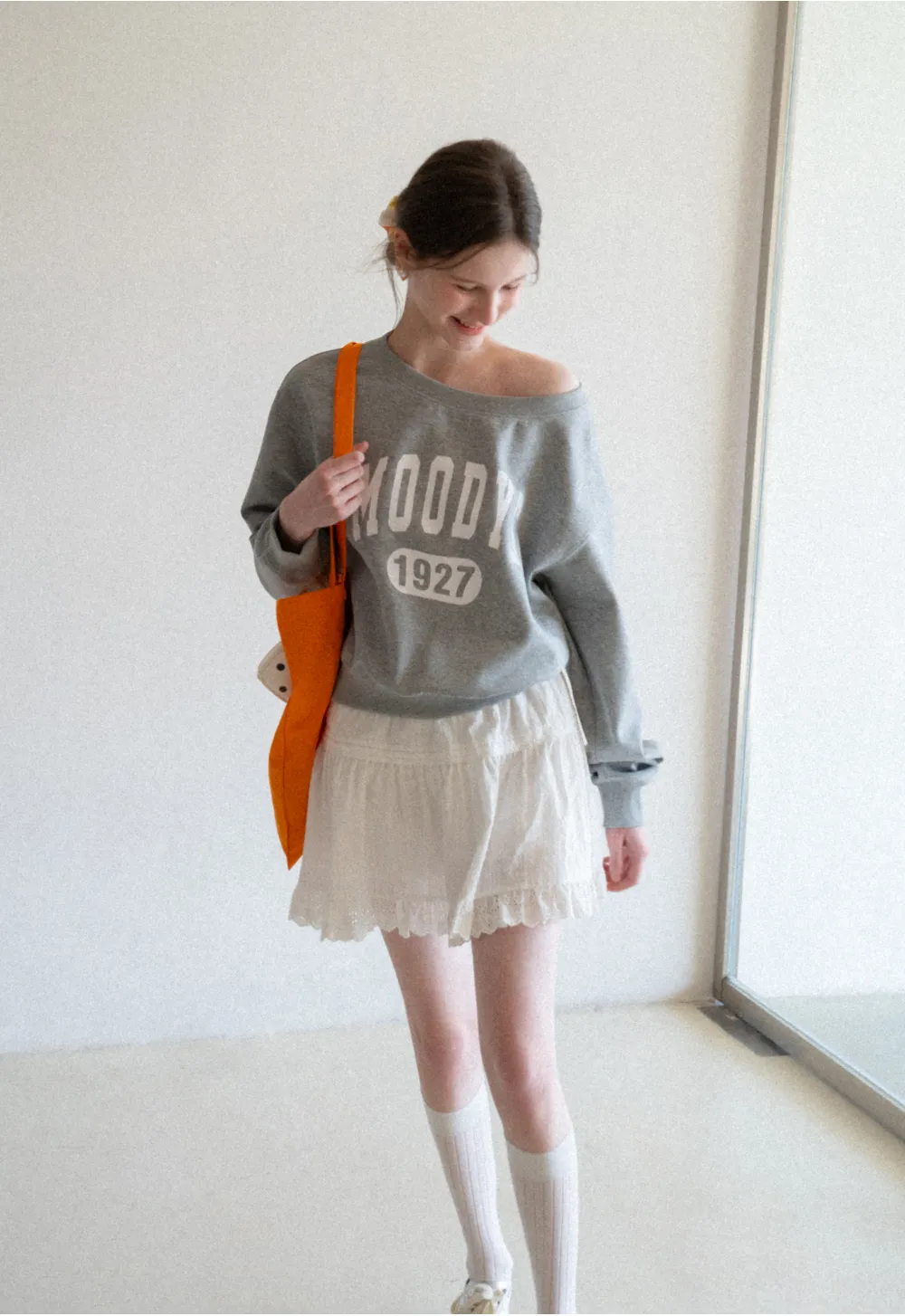 Eyelet Trimmed Tiered Skirt with Ruffled Hem