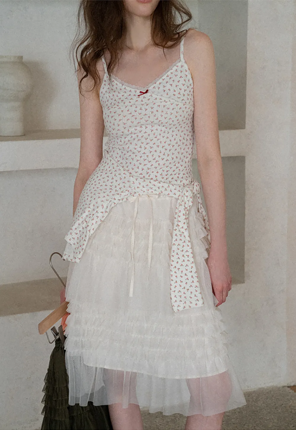 Tiered Ruffled Sheer Skirt with Drawstring Waist