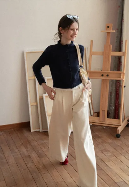 Dark Denim Wide-Leg Pants