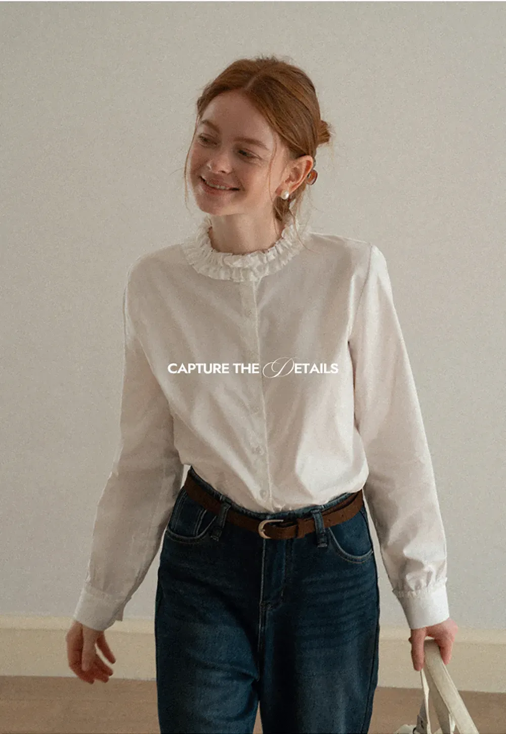 Elegant Blouse with Ruffled Collar and Cuffs