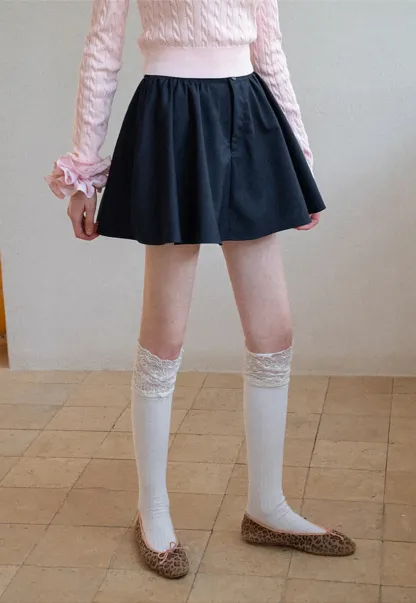 Pleated A-line Mini Skirt with Waistband