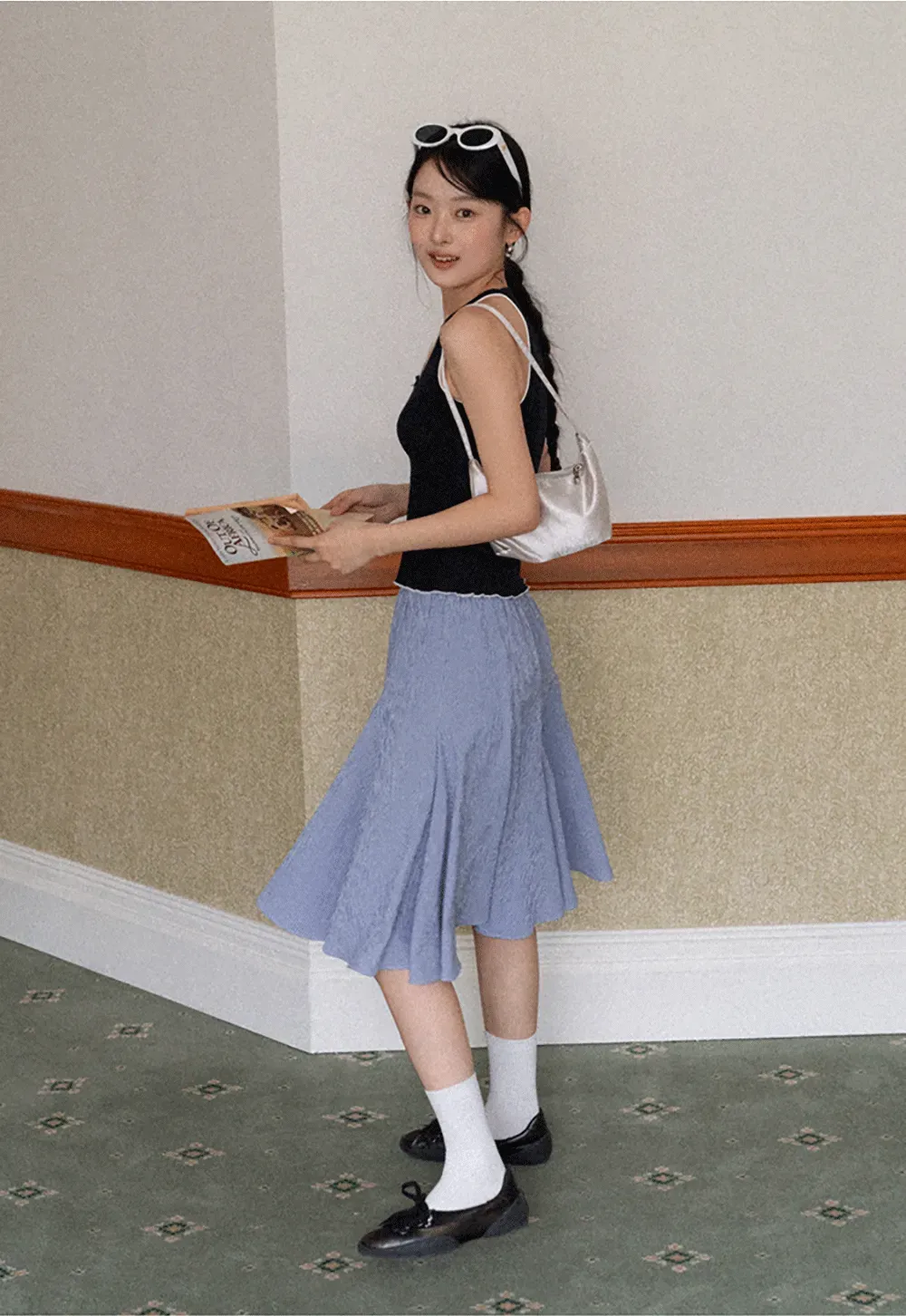 Halter neck tank top with thin straps and bow detail