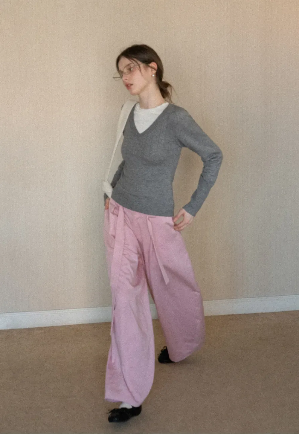 V Neck Long Sleeve Knit Sweater