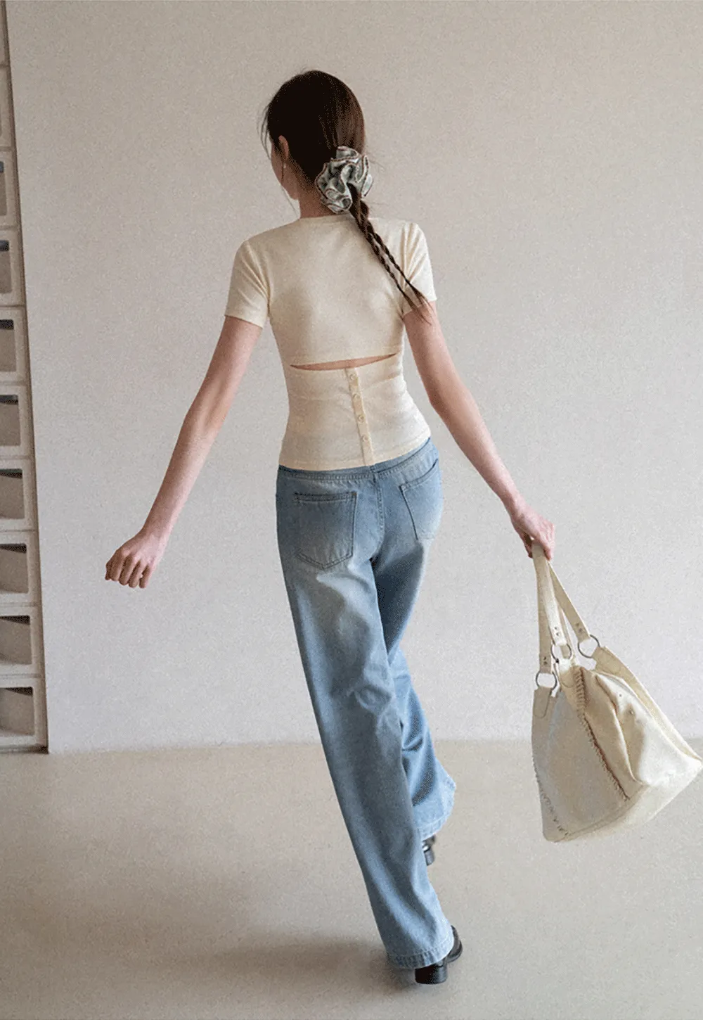 Wide leg high waist denim jeans with belt