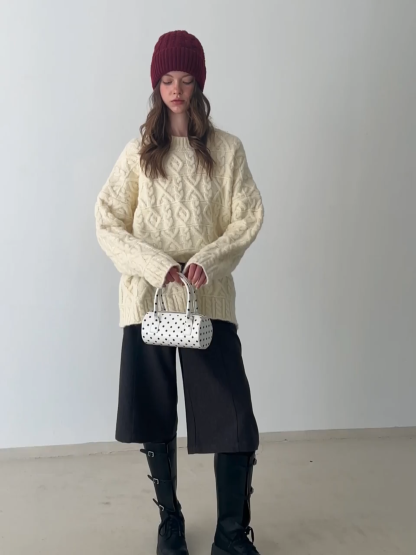 Cable Knit Diamond Pattern Sweater