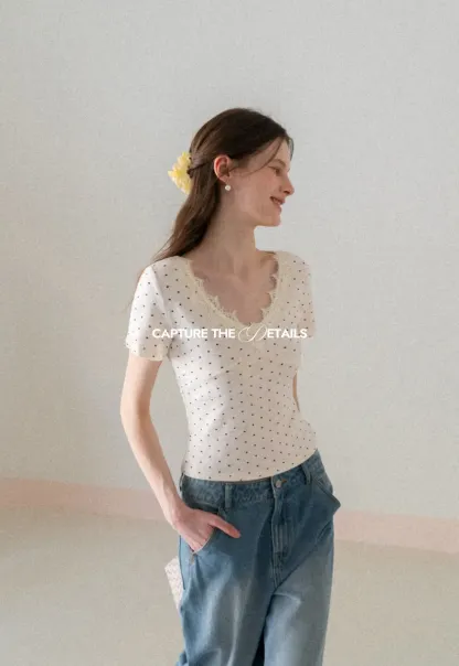 Polka Dot Short Sleeve T Shirt