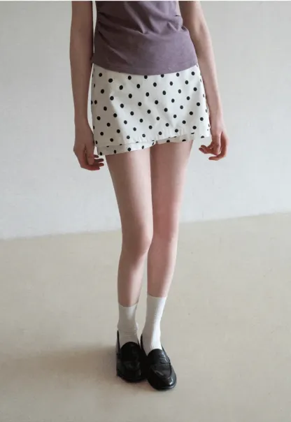 Polka dot mini skirt with layered hem