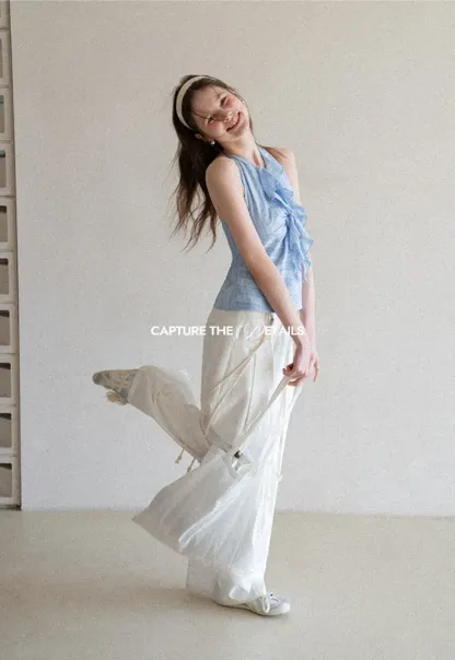 Casual Pants with Wide Legs and Pleats