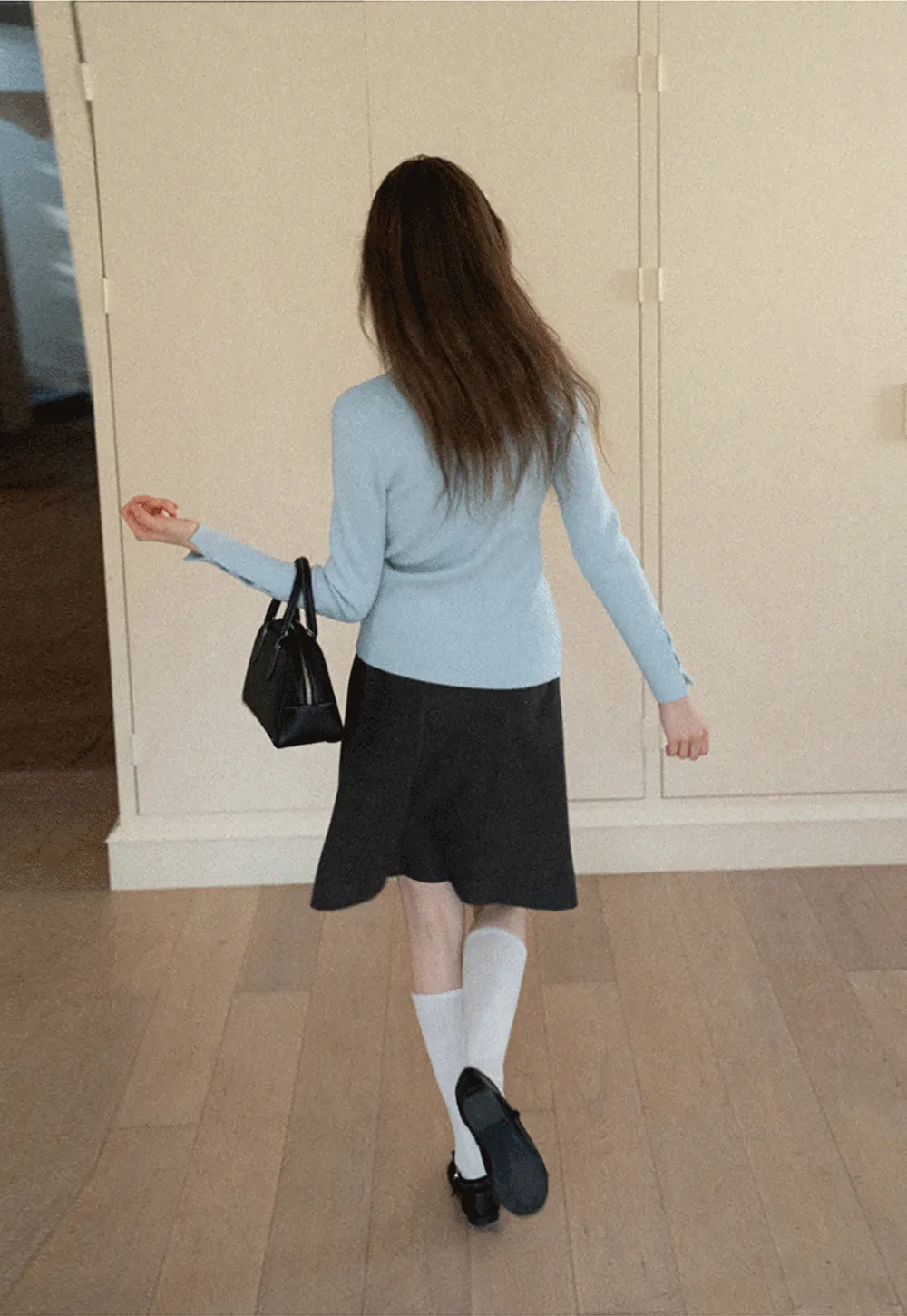 Elegant High Neck Knit Sweater with Button Detail Sleeve