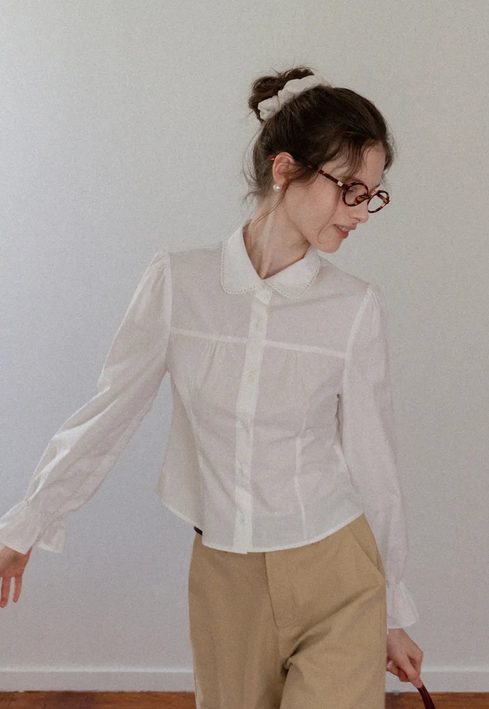 Women's Peter Pan Collar Long Sleeve Blouse