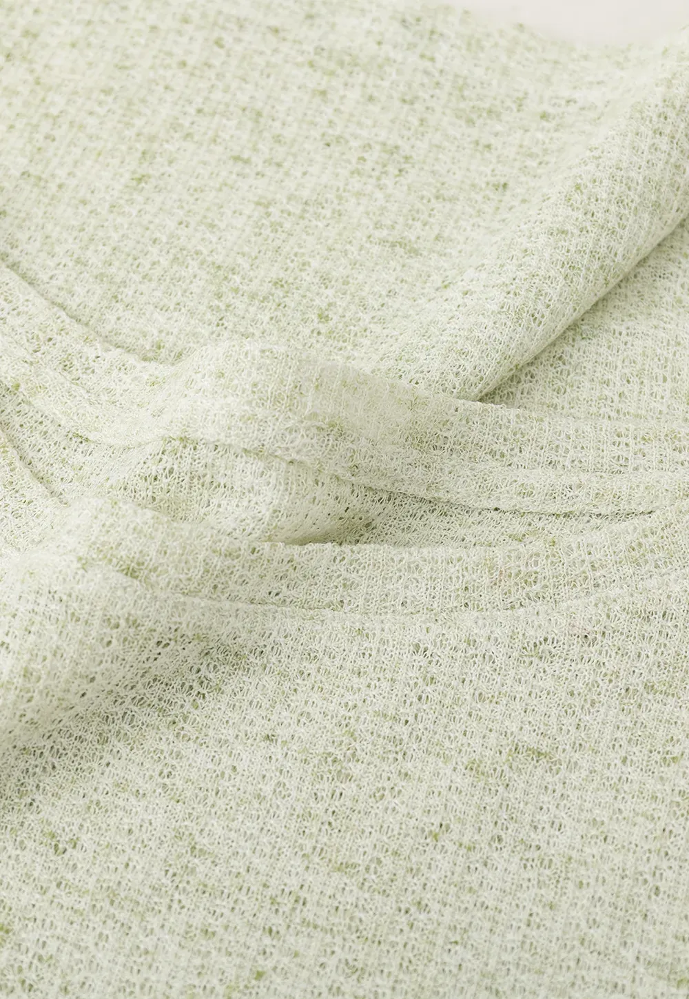 Long sleeve sheer knit top with round neckline